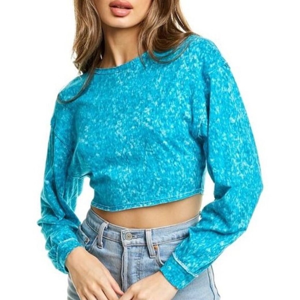 Free People Backstage Long Sleeve In Surfs Up Combo Athletic Top